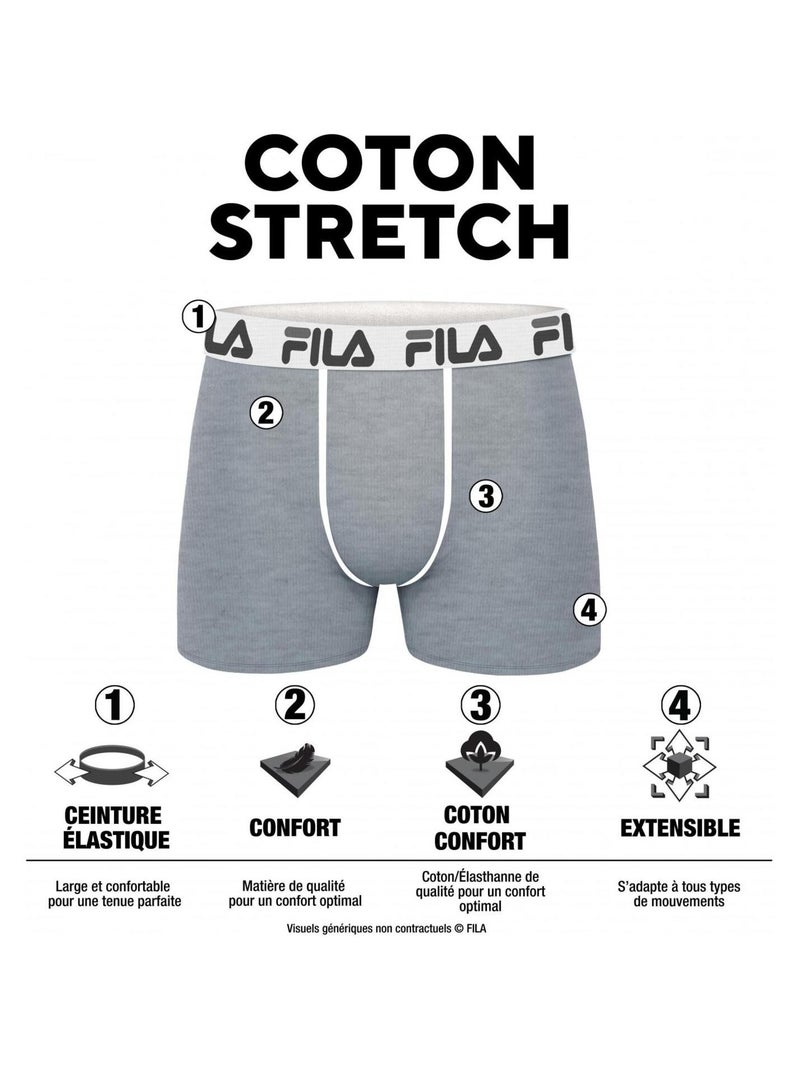 Lot de 4 boxers coton homme  uni fila Noir - Kiabi