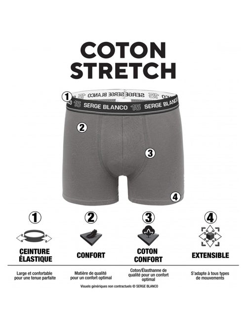 Lot de 4 boxers coton homme uni serge blanco - Kiabi