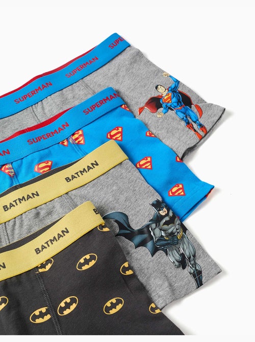 Lot de 4 boxers en coton à imprimés batman et superman - Kiabi Lot de 4 boxers en coton à imprimés batman et superman - Kiabi
