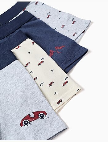 Lot de 4 boxers en coton avec imprimés voitures