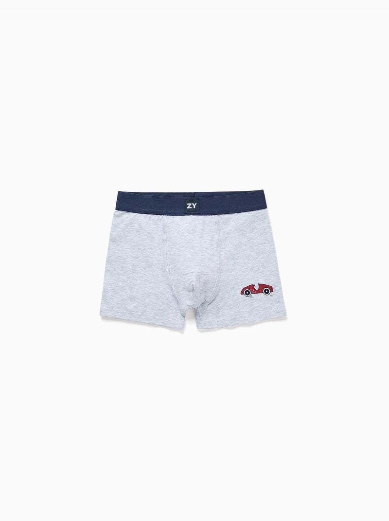 Lot de 4 boxers en coton avec imprimés voitures Gris Beige - Kiabi