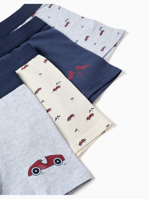 Lot de 4 boxers en coton avec imprimés voitures - Kiabi
