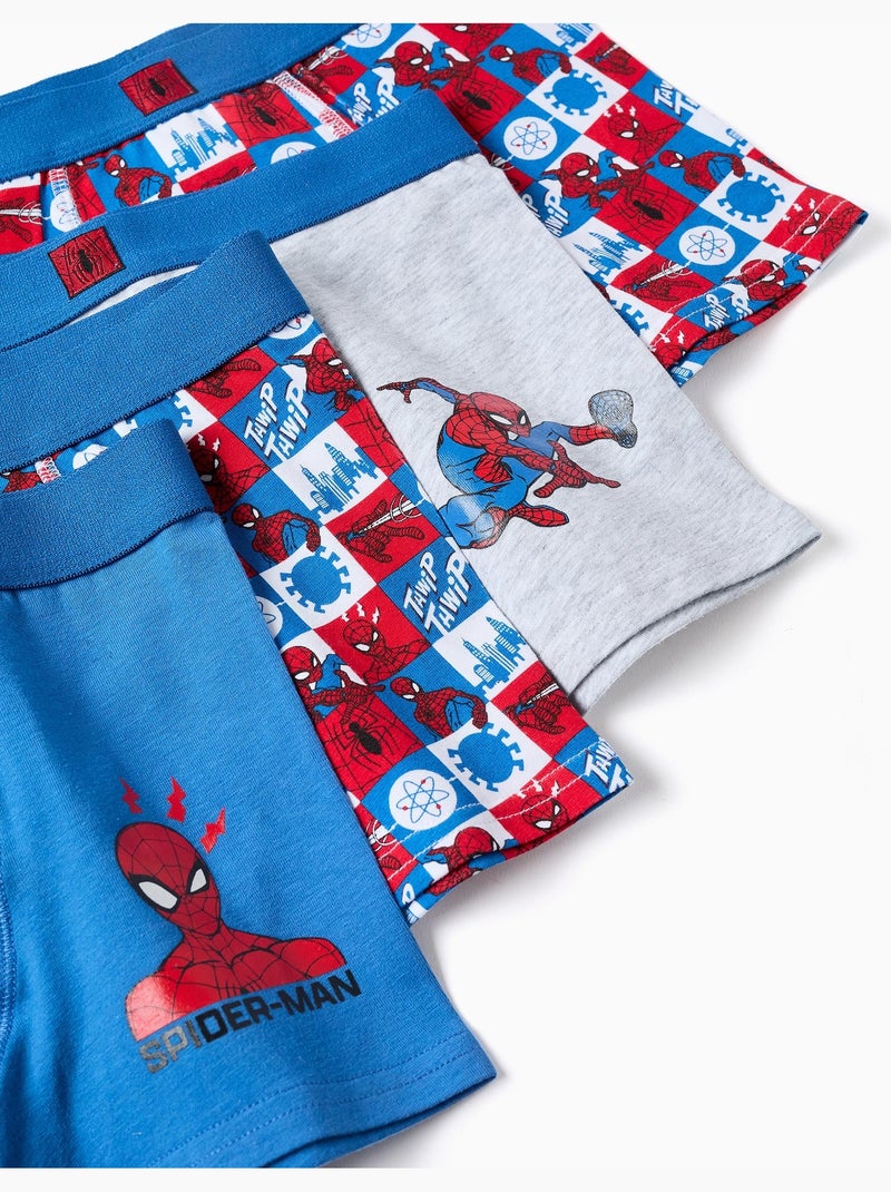 Lot de 4 boxers en coton avec motifs Spider-Man Gris Bleu - Kiabi