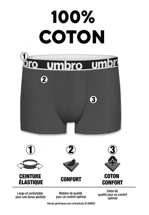 Lot de 4 boxers en coton homme classic umbro - Kiabi Lot de 4 boxers en coton homme classic umbro - Kiabi