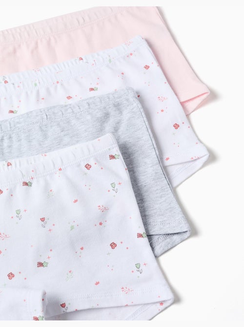 Lot de 4 boxers en coton unis/à fleurs - Kiabi