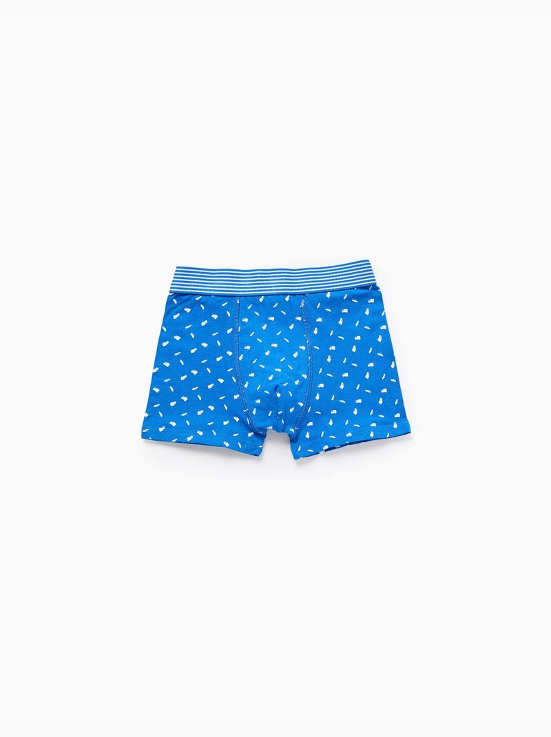 Lot de 4 boxers en coton unis/imprimés Bleu Gris Blanc - Kiabi