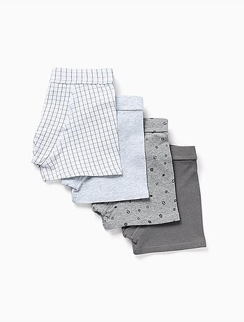Lot de 4 boxers en coton unis/imprimés