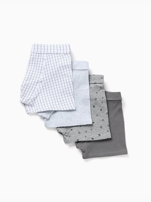 Lot de 4 boxers en coton unis/imprimés - Kiabi