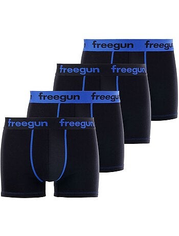 Lot de 4 boxers garçon coton bleu freegun