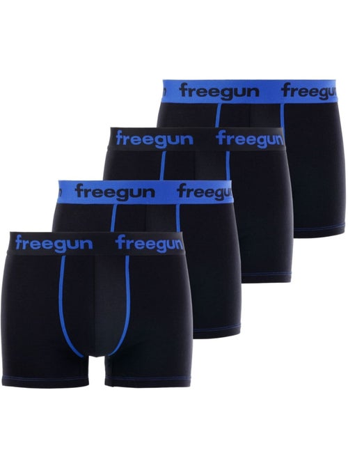 Lot de 4 boxers garçon coton bleu freegun - Kiabi