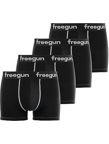 Lot de 4 boxers homme coton noir freegun