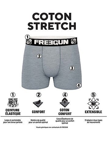 Lot de 4 boxers homme en coton dynamics tom freegun