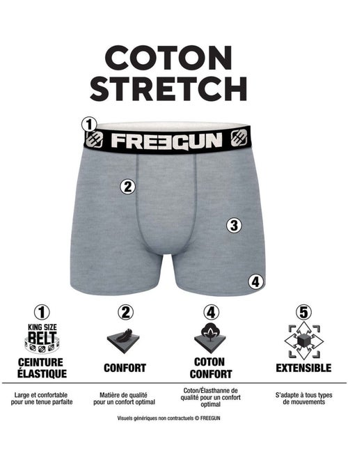 Lot de 4 boxers homme en coton dynamics tom freegun - Kiabi