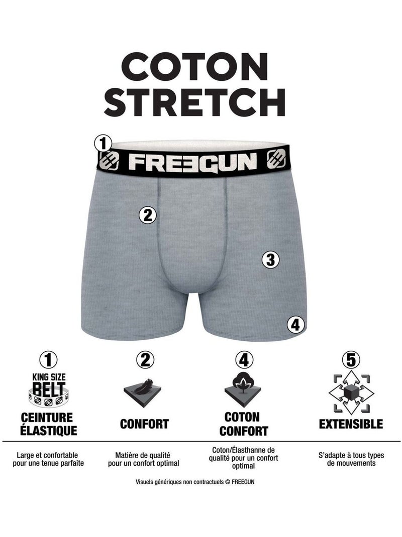 Lot de 4 boxers homme en coton dynamics tom freegun Noir - Kiabi