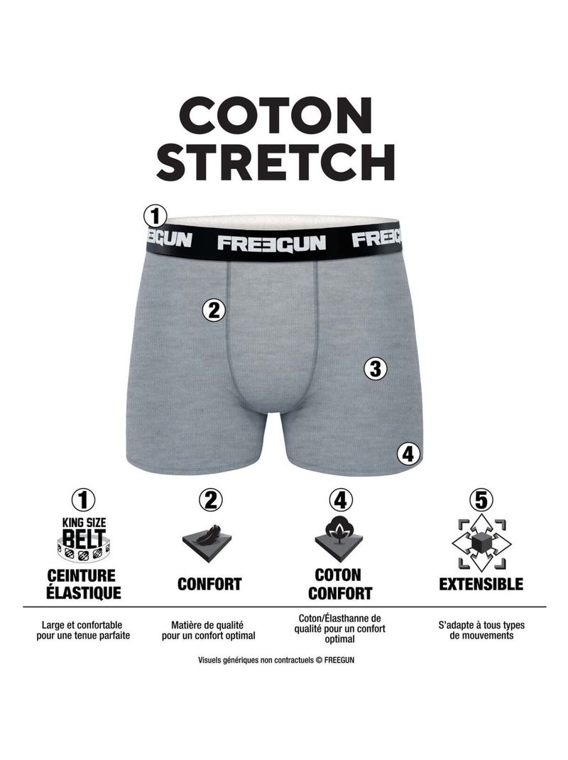 Lot de 4 boxers homme en coton freegun freegun Noir - Kiabi