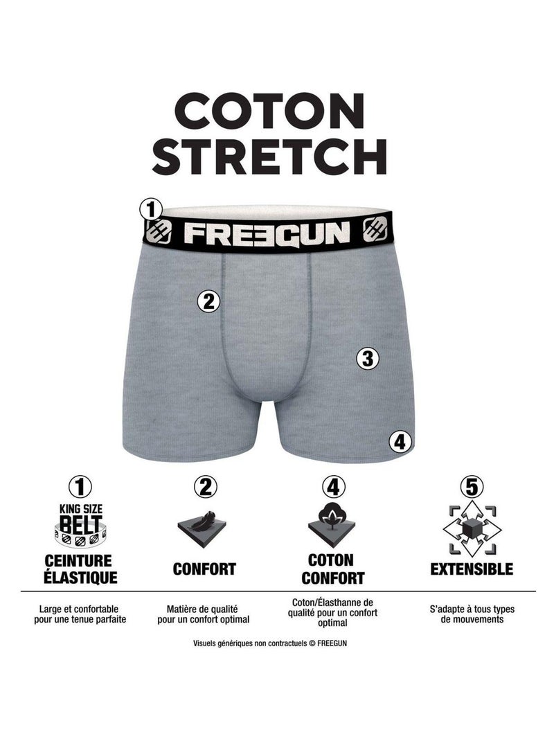 Lot de 4 boxers homme en coton freegun Noir - Kiabi