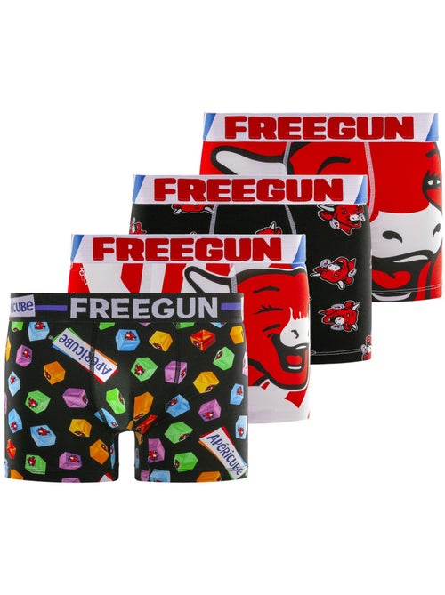Lot de 4 boxers homme en coton la vache qui rit freegun - Kiabi Lot de 4 boxers homme en coton la vache qui rit freegun - Kiabi