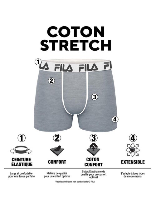 Lot de 4 boxers homme fila 5016 coton couleur blanc fila - Kiabi