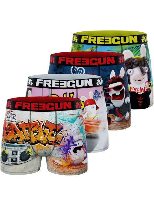 Lot de 4 boxers homme lapins crétins freegun - Kiabi Lot de 4 boxers homme lapins crétins freegun - Kiabi
