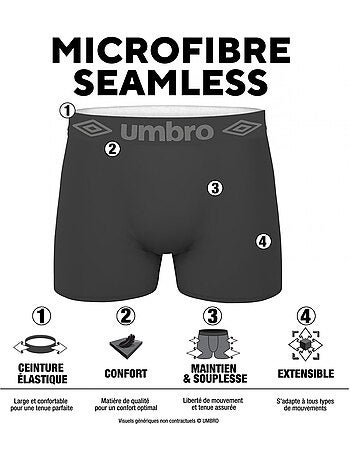Lot de 4 boxers homme sans couture umbro