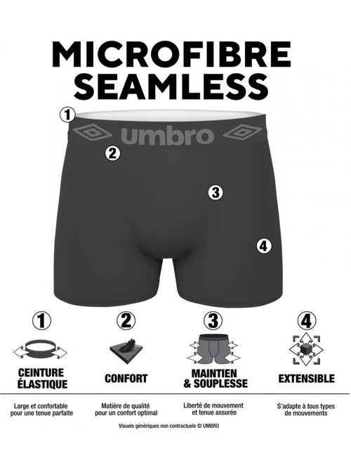 Lot de 4 boxers homme sans couture umbro - Kiabi Lot de 4 boxers homme sans couture umbro - Kiabi