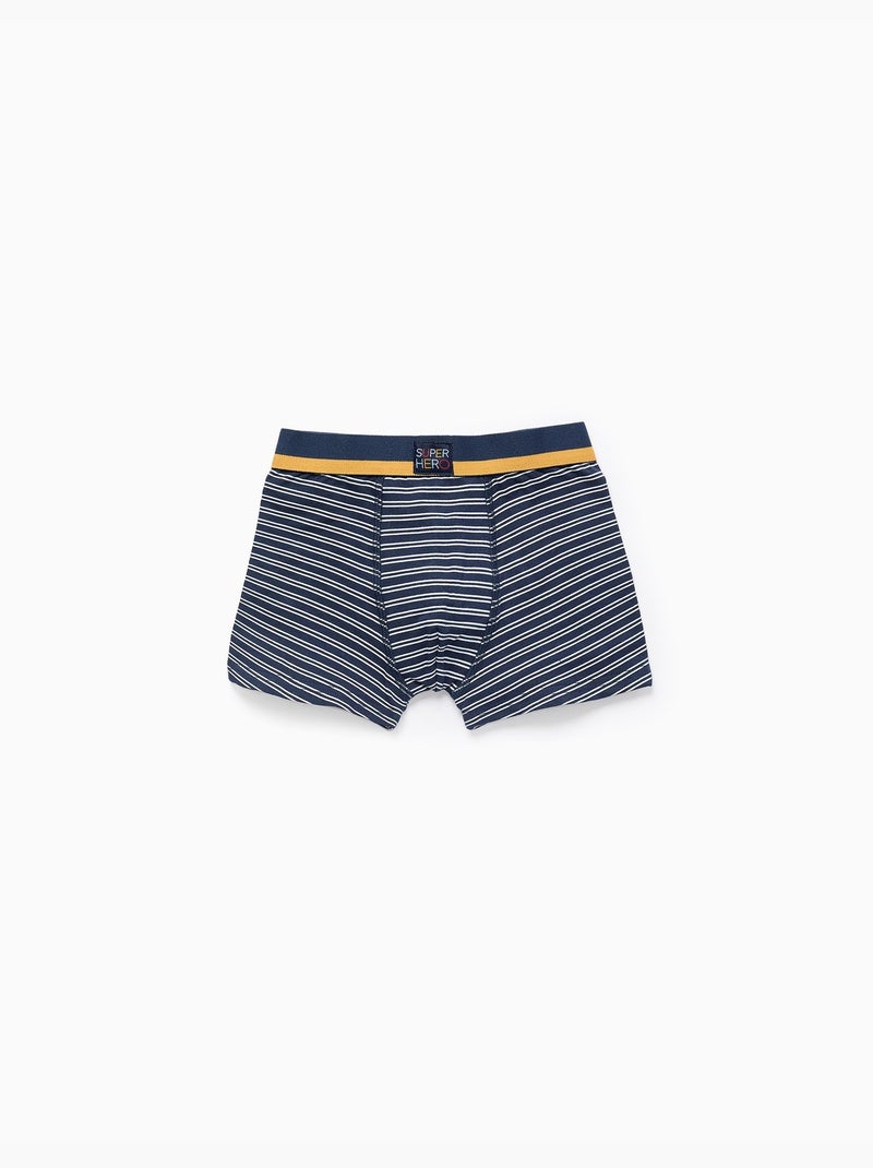 Lot de 4 boxers unis/à imprimés Bleu Gris - Kiabi