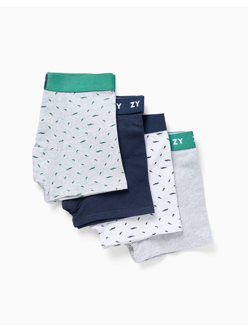 Lot de 4 boxers unis/à imprimés - Kiabi