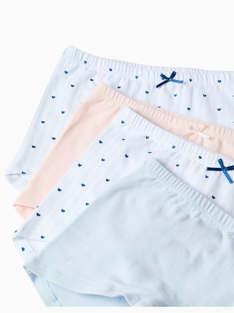 Lot de 4 boxers unis/imprimés en coton Blanc Rose Bleu - Kiabi