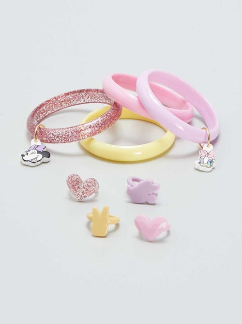 Lot de 4 bracelets + 4 bagues 'Daisy et Minnie' - Kiabi