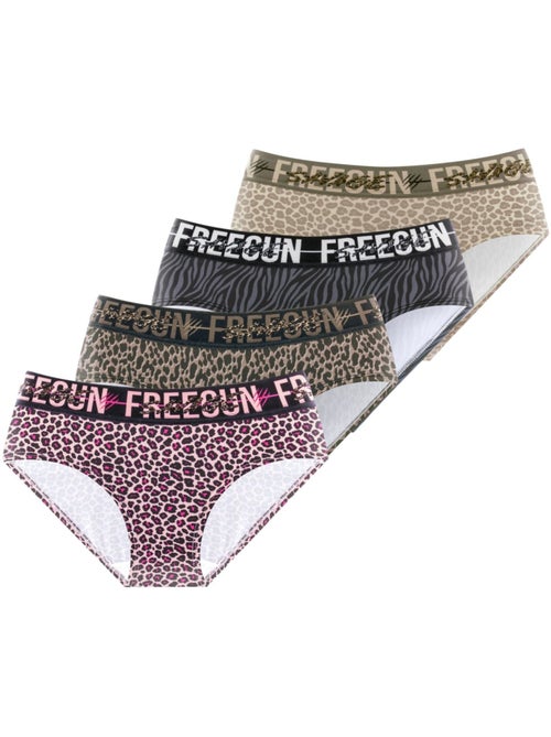 Lot de 4 culottes femme leopard freegun - Kiabi Lot de 4 culottes femme leopard freegun - Kiabi