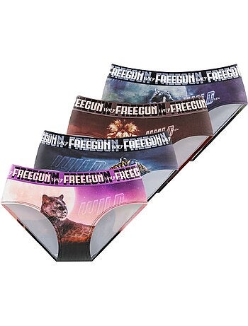 Lot de 4 culottes femme wild animals freegun