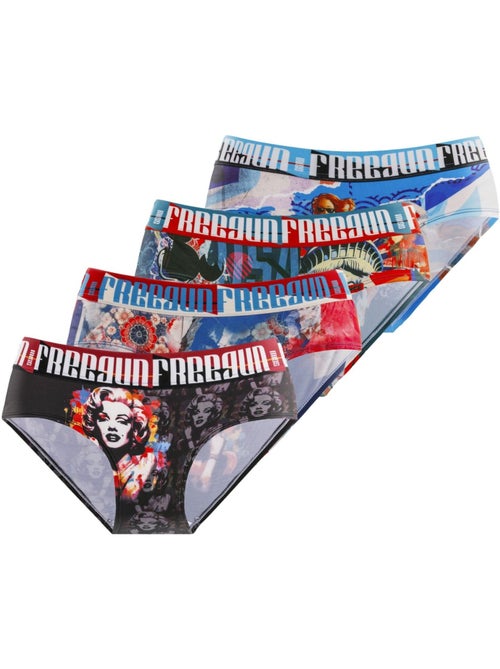Lot de 4 culottes fille pop art freegun - Kiabi