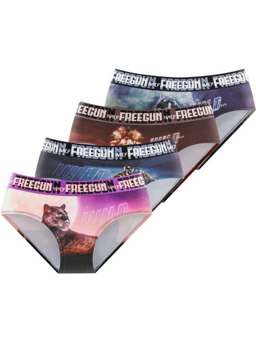 Lot de 4 culottes fille wild animals freegun - Kiabi