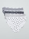 Lot de 4 culottes imprimées Gris - Kiabi