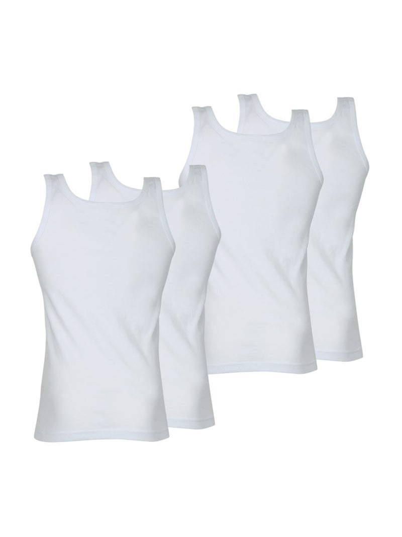Lot de 4 débardeurs homme coton bio athena Blanc - Kiabi