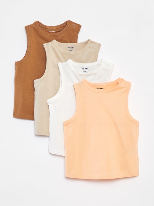 Lot de 4 débardeurs unis - Kiabi