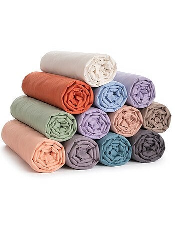 Lot de 4 Draps Housse Coton PROMO LINGE couleurs aléatoires