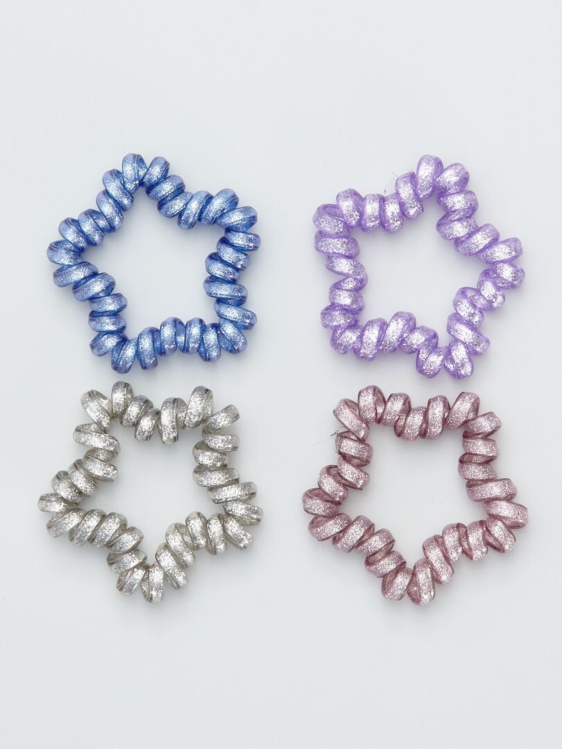 Lot De 40 élastiques à Cheveux - Couleurs Violet, Rose, Bleu, Blanc - Diamètre 4cm - Neuf