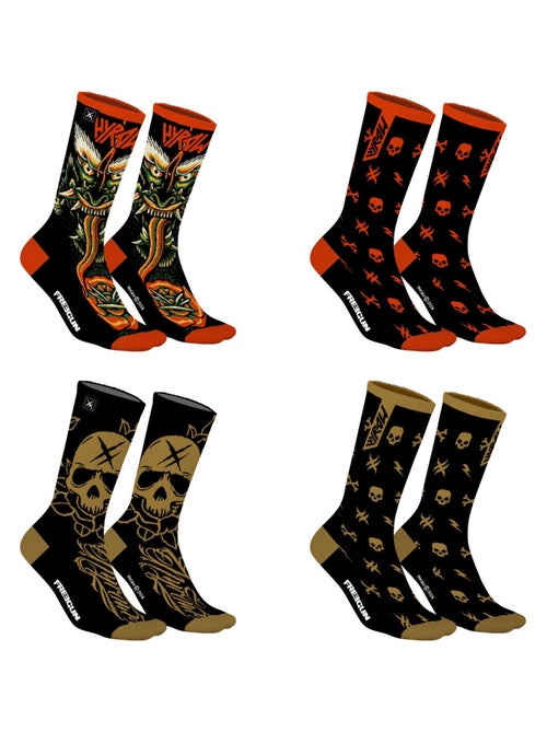 Lot de 4 paires chaussettes homme hyraw freegun - Kiabi Lot de 4 paires chaussettes homme hyraw freegun - Kiabi