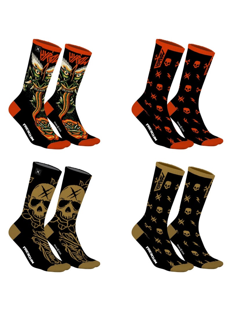 Lot de 4 paires chaussettes homme hyraw freegun Noir - Kiabi