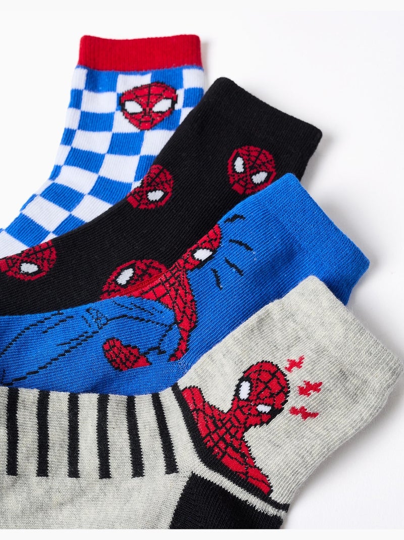 Lot de 4 paires de chaussettes avec imprimés Spider-Man Gris Bleu - Kiabi