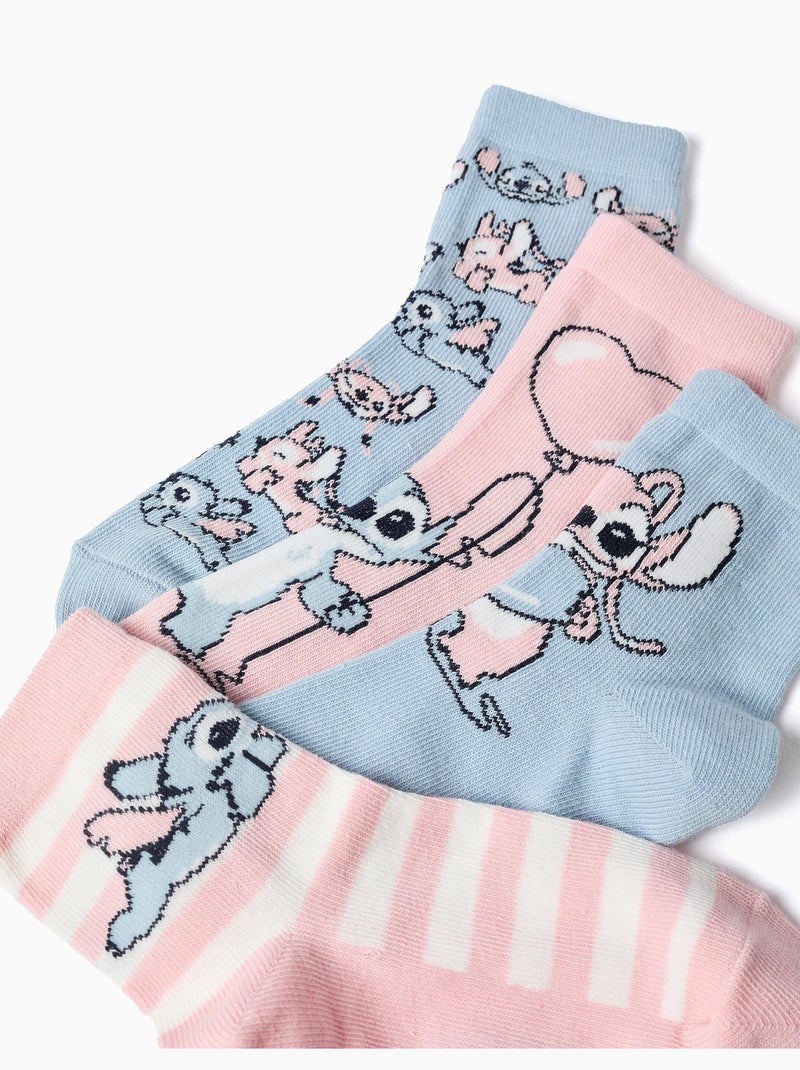 Lot de 4 paires de chaussettes avec imprimés Stitch Blanc Rose Bleu - Kiabi
