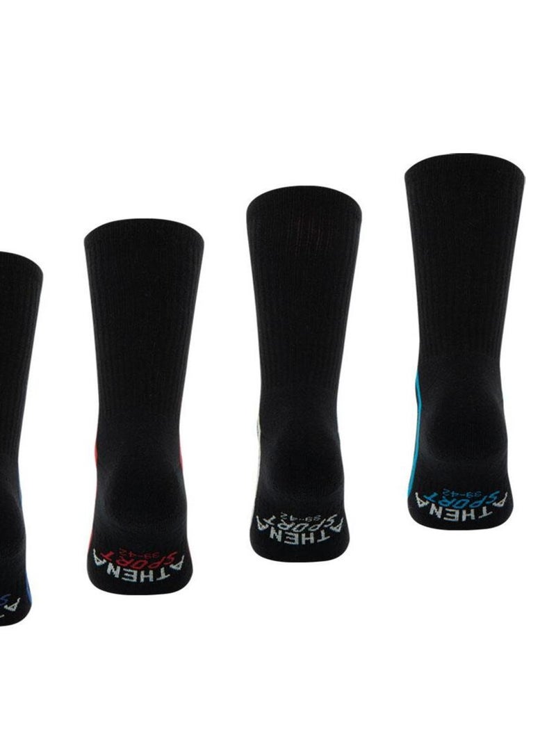 Lot de 4 paires de chaussettes de sport mi-hautes athena Noir - Kiabi