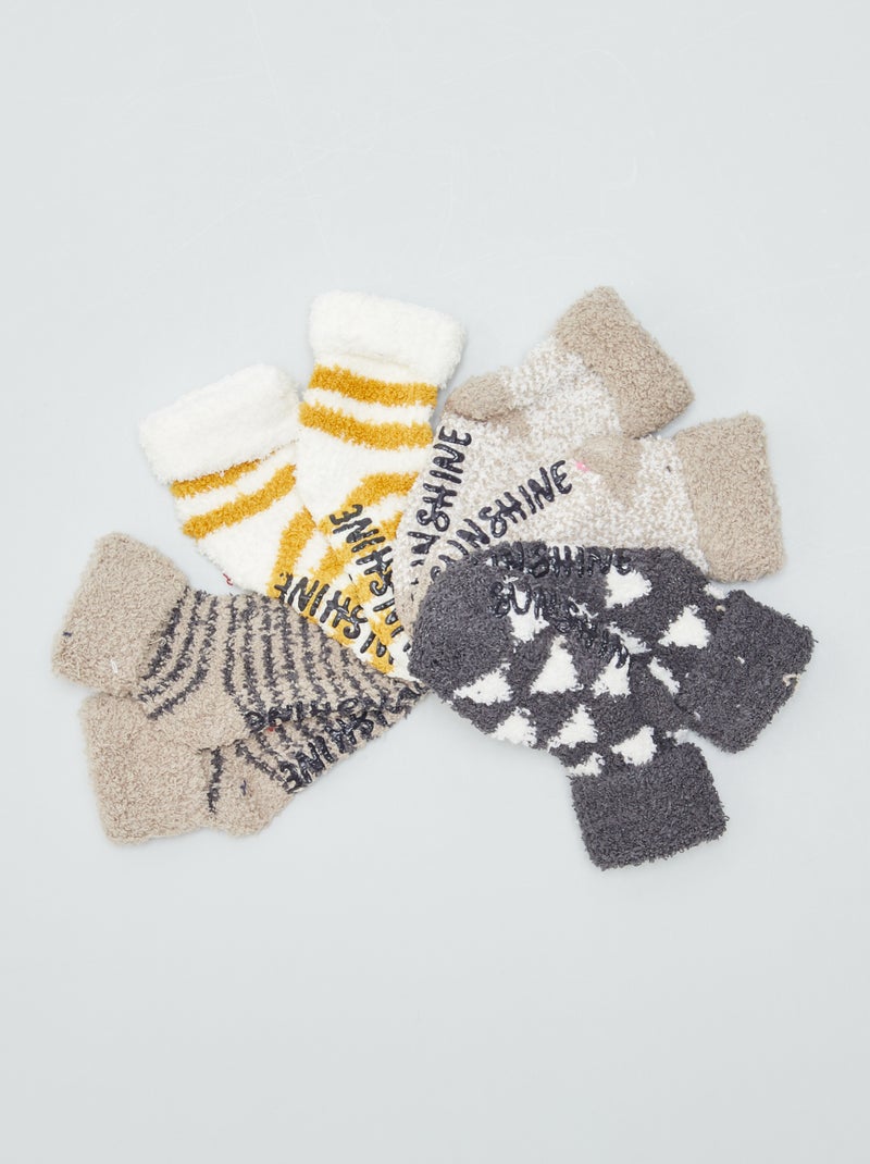 Lot de 4 paires de chaussettes en maille doudou Marron - Kiabi