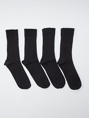 Lot de 4 paires de chaussettes hautes en maille côtelée