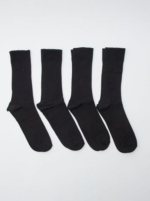 Lot de 4 paires de chaussettes hautes en maille côtelée - Kiabi