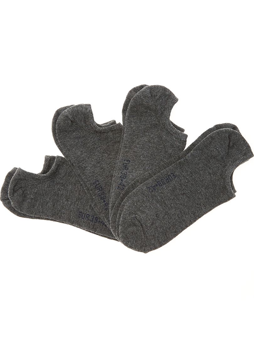 Lot de 4 paires de chaussettes invisibles gris chiné - Kiabi