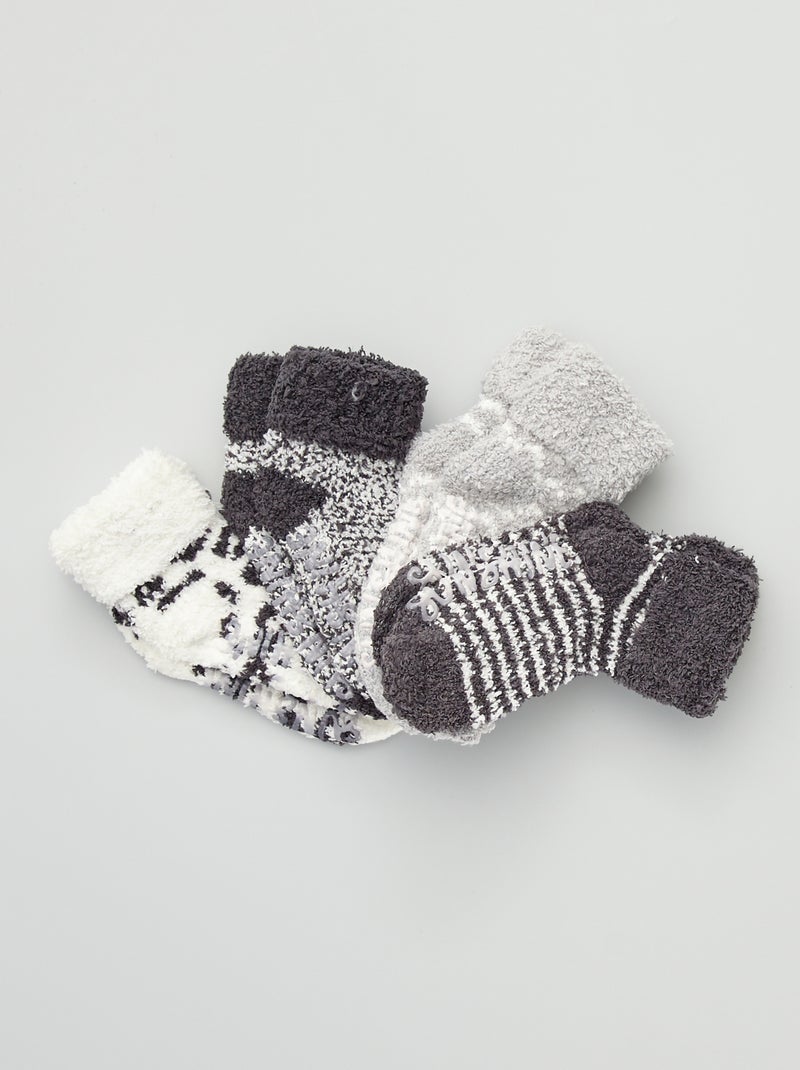 Lot de 4 paires de chaussettes maille bouclette Gris - Kiabi