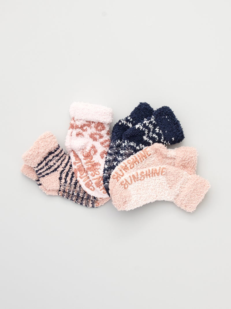 Lot de 4 paires de chaussettes maille bouclette Rose - Kiabi