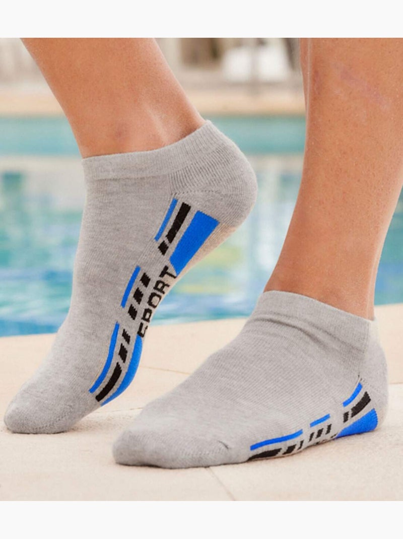 Lot de 4 paires de socquettes sport  - atlas for men Blanc Bleu Gris - Kiabi